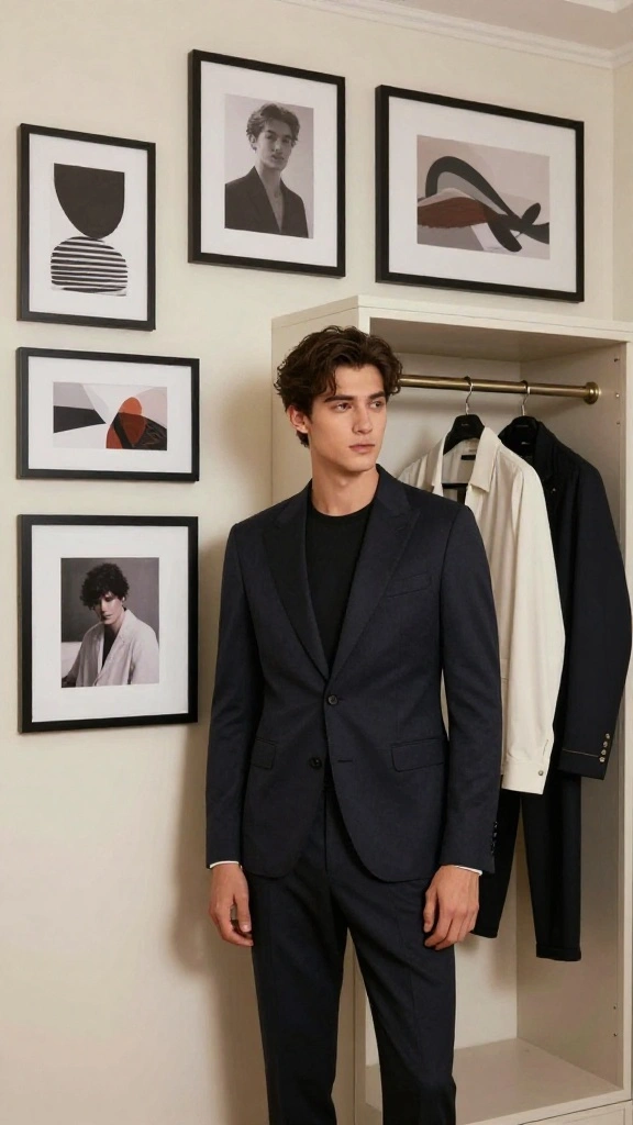 13 Men's Clothes on Hangers Aesthetic Ideas for a Clean Minimal Wardrobe - 9. Statement Wall Art 1