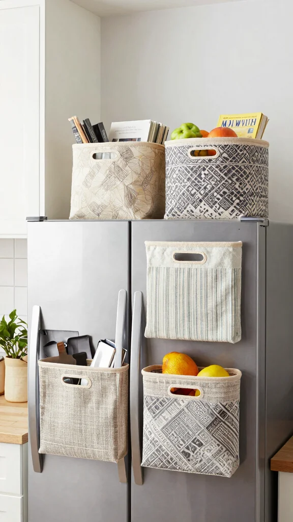 13 On Top of Fridge Basket Ideas for a Space Smart Kitchen Storage - 10. Decorative Storage Baskets for Dual Functionality 1