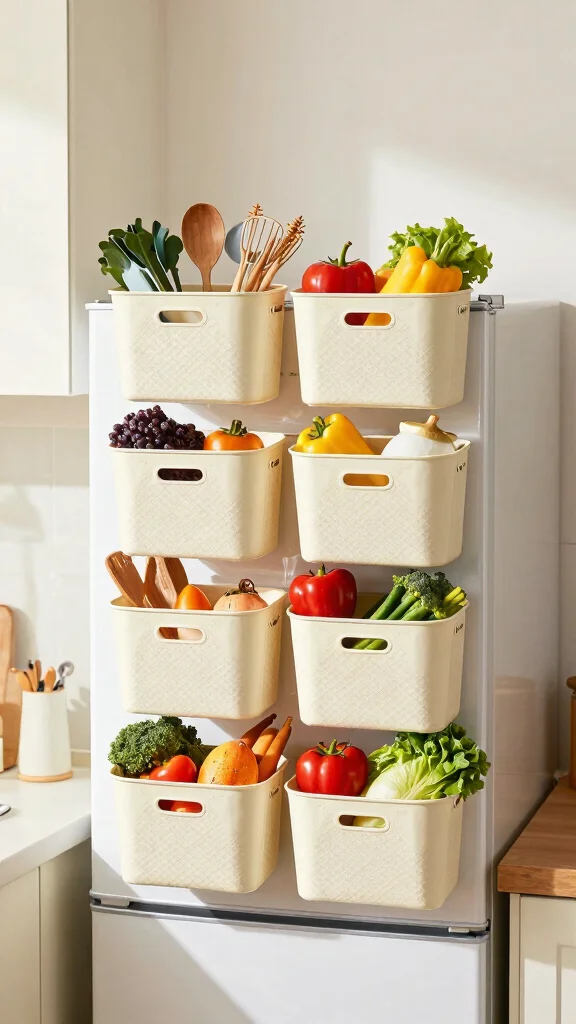 13 On Top of Fridge Basket Ideas for a Space Smart Kitchen Storage - 13. Multi-Use Baskets for Versatile Storage 1