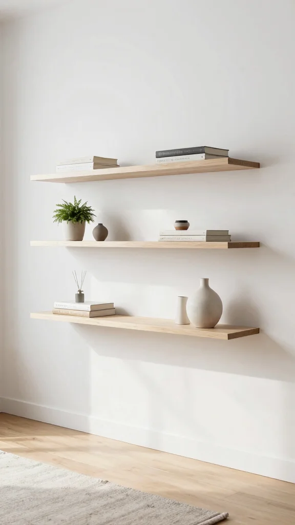 13 Shelf Ideas for the Living Room for Every Style and Wall - 1. Minimalist Floating Shelves 1