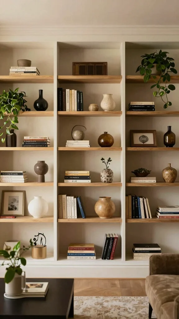 13 Shelf Ideas for the Living Room for Every Style and Wall - 13. Shelf Styling Techniques 1