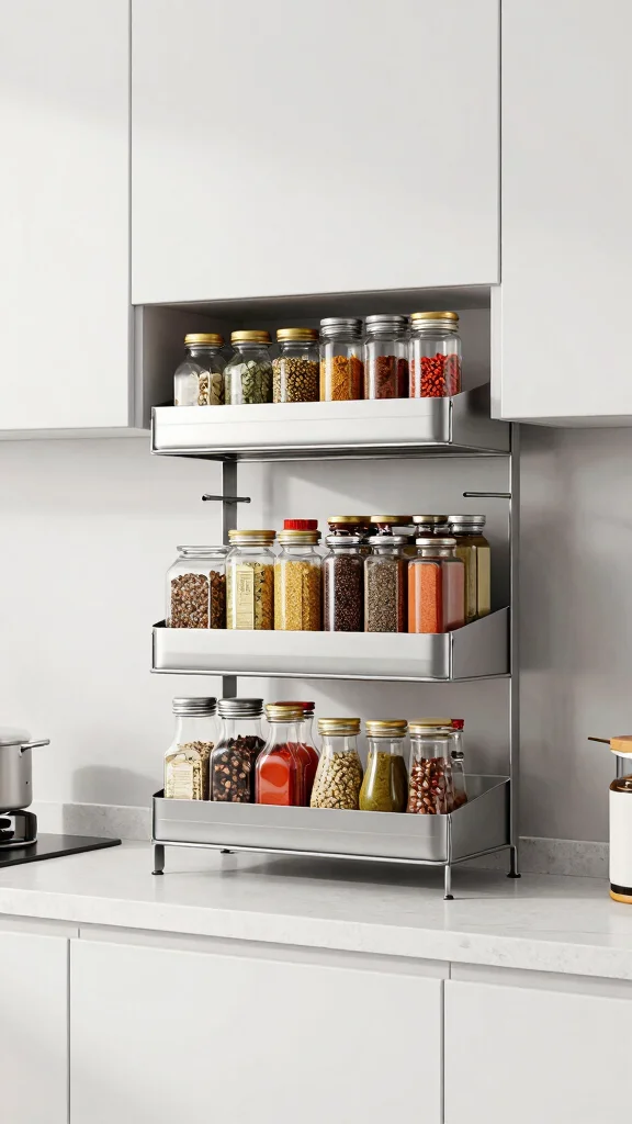 13 Under-Cabinet Kitchen Shelf Ideas for Extra Storage and Display - 10. Tiered Shelving for Vertical Storage 1