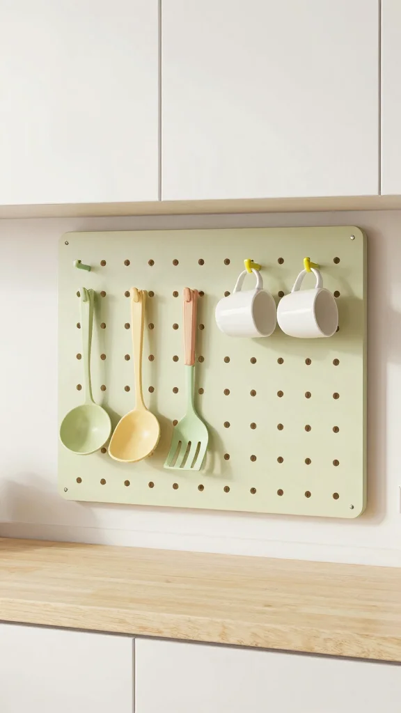 13 Under-Cabinet Kitchen Shelf Ideas for Extra Storage and Display - 11. Pegboards for Versatility 1