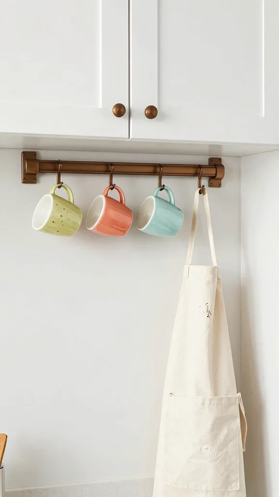 13 Under-Cabinet Kitchen Shelf Ideas for Extra Storage and Display - 13. Stylish Hooks for Mugs and More 1