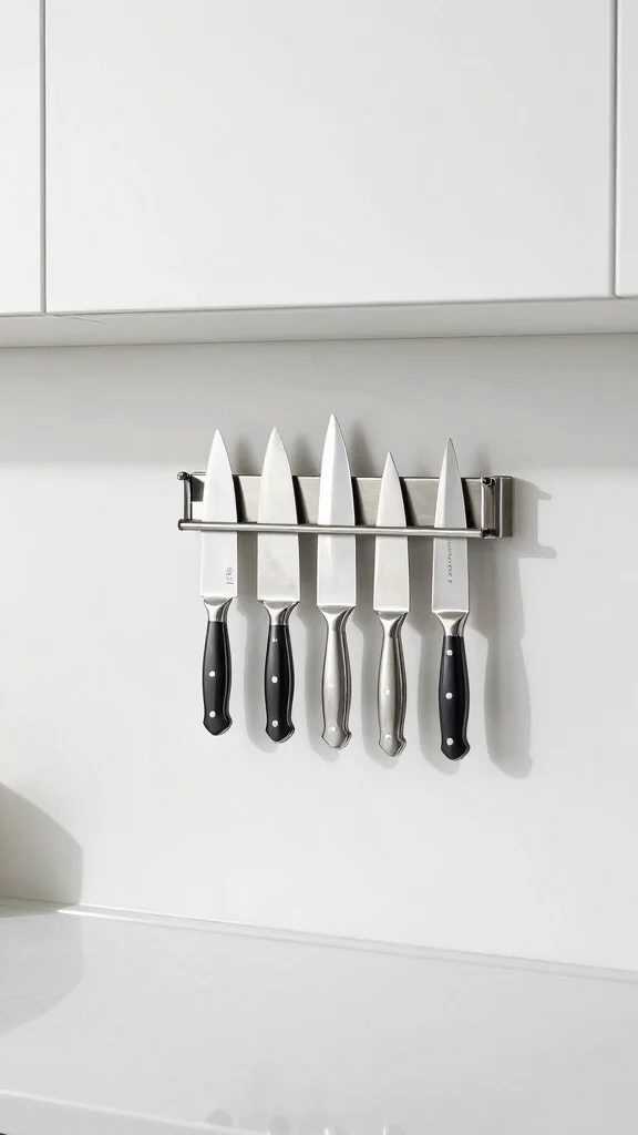 13 Under-Cabinet Kitchen Shelf Ideas for Extra Storage and Display - 2. Magnetic Knife Strip 1