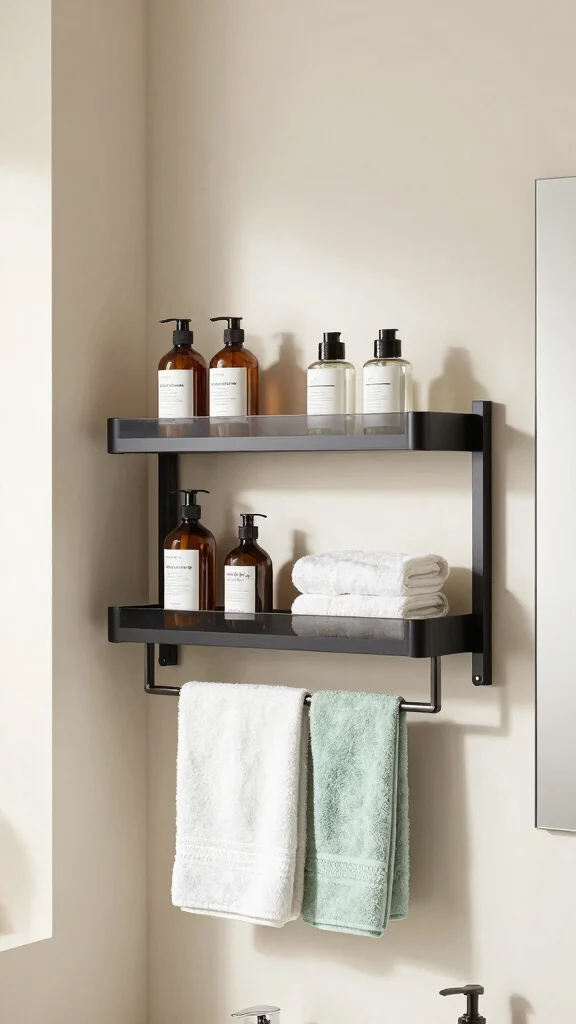 13 Under-Mirror Bathroom Shelf Ideas for Countertop and Wall Storage - 13. Dual-purpose Shelves for Maximum Utility 1