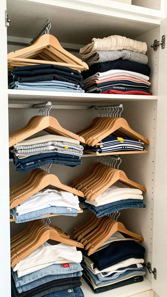 13 Velvet Hanger Ideas for a Neat Space Saving Elegant Closet - 10. Layered Velvet Hangers for Maximum Organization 1