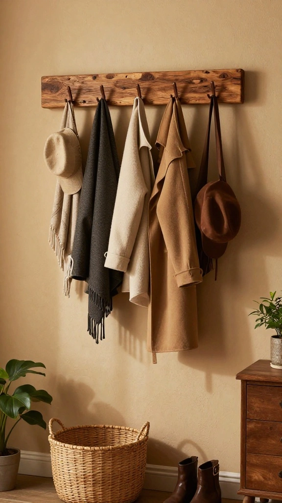 13 Wall Clothes Hanger Ideas for Bedroom Entryway and Hallway - 1. Reclaimed Wood Rack 1