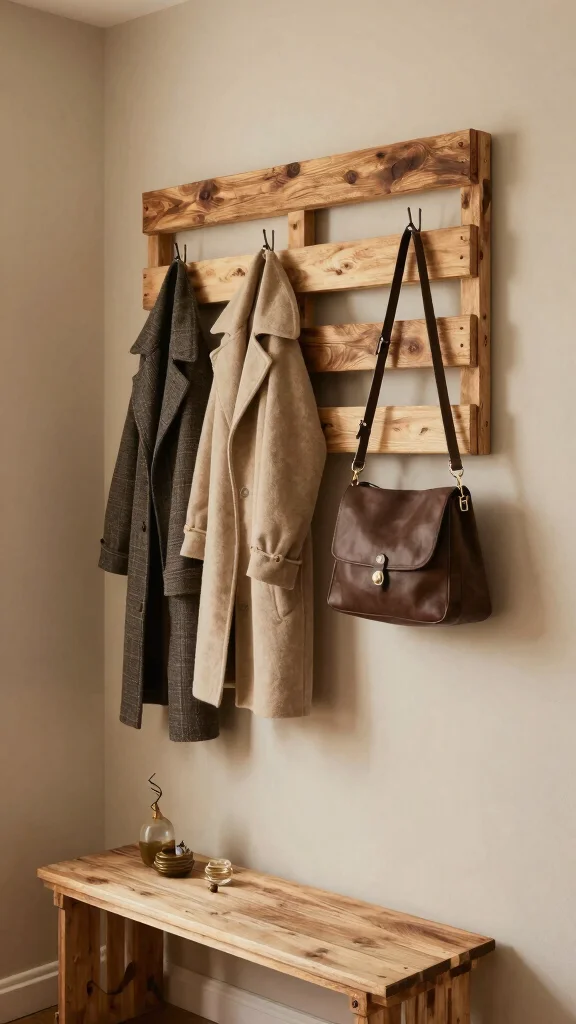 13 Wall Clothes Hanger Ideas for Bedroom Entryway and Hallway - 12. DIY Pallet Hanger 1
