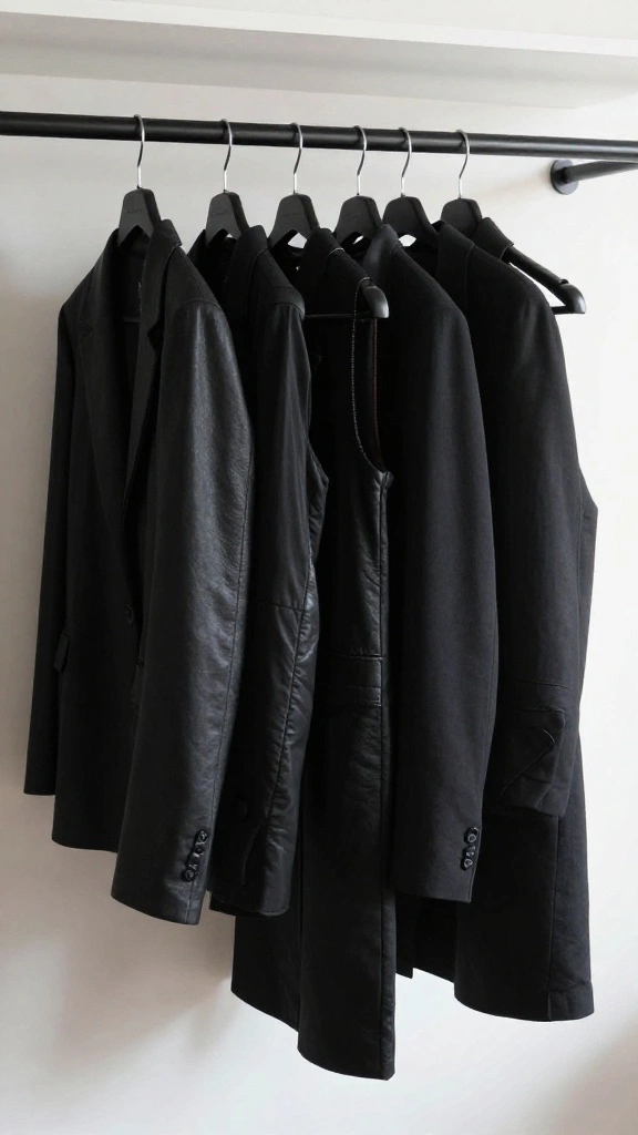 14 Black Clothes on Hangers Aesthetic Ideas for a Minimal Moody Wardrobe - 1. Monochrome Magic 1