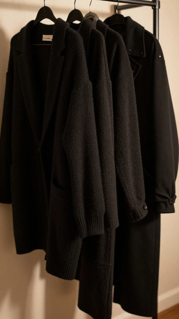 14 Black Clothes on Hangers Aesthetic Ideas for a Minimal Moody Wardrobe - 10. Accent with Lighting 1