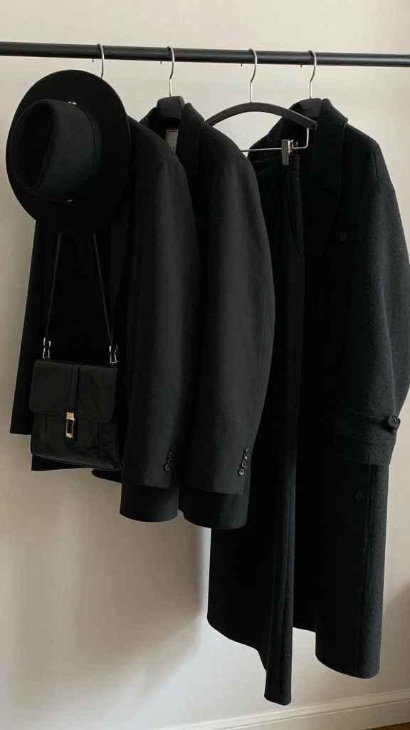 14 Black Clothes on Hangers Aesthetic Ideas for a Minimal Moody Wardrobe - 2. Layered Styling 1