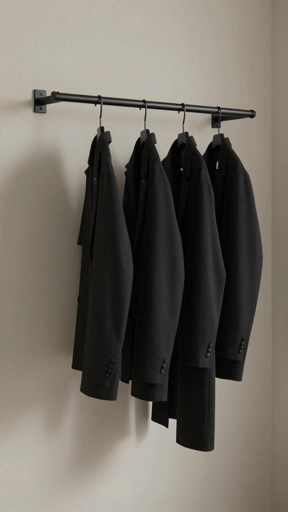 14 Black Clothes on Hangers Aesthetic Ideas for a Minimal Moody Wardrobe - 4. Minimalist Art Display 1