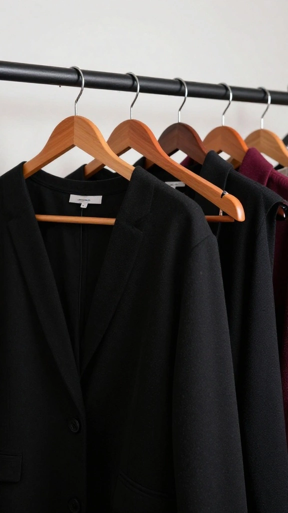 14 Black Clothes on Hangers Aesthetic Ideas for a Minimal Moody Wardrobe - 5. Contrast with Colors 1