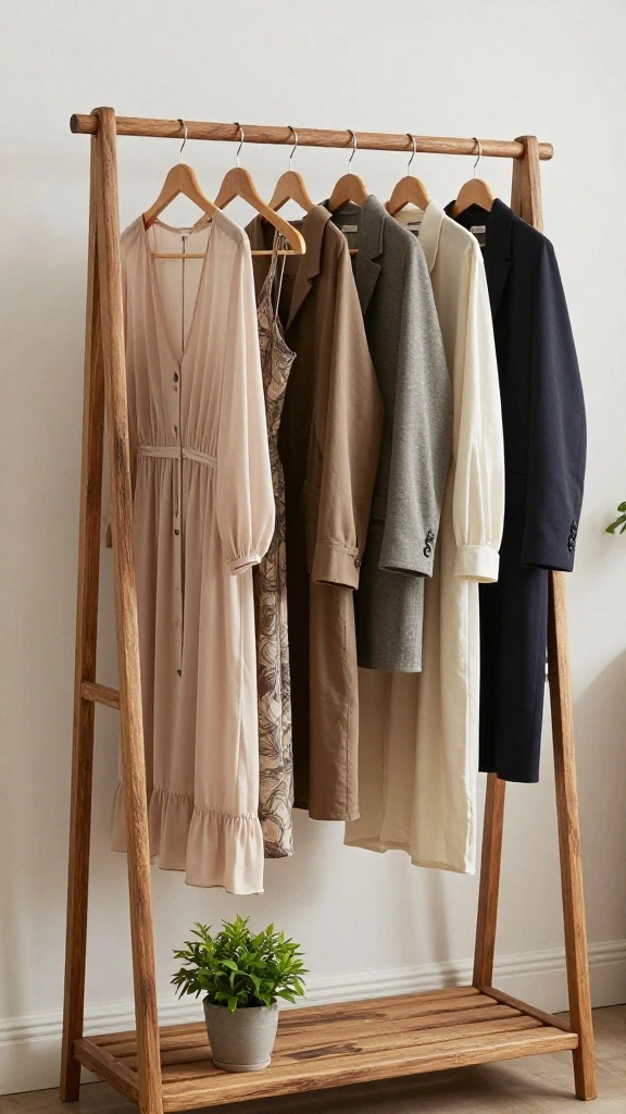 14 Clothes Hanger Storage Ideas for a Tidy Functional Wardrobe - 5. Vertical Clothes Rack 1