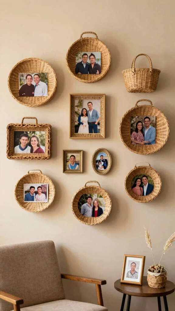 14 Five Basket Wall Display Ideas for a Lush Layered Boho Wall - 10. Personalized Touch 1