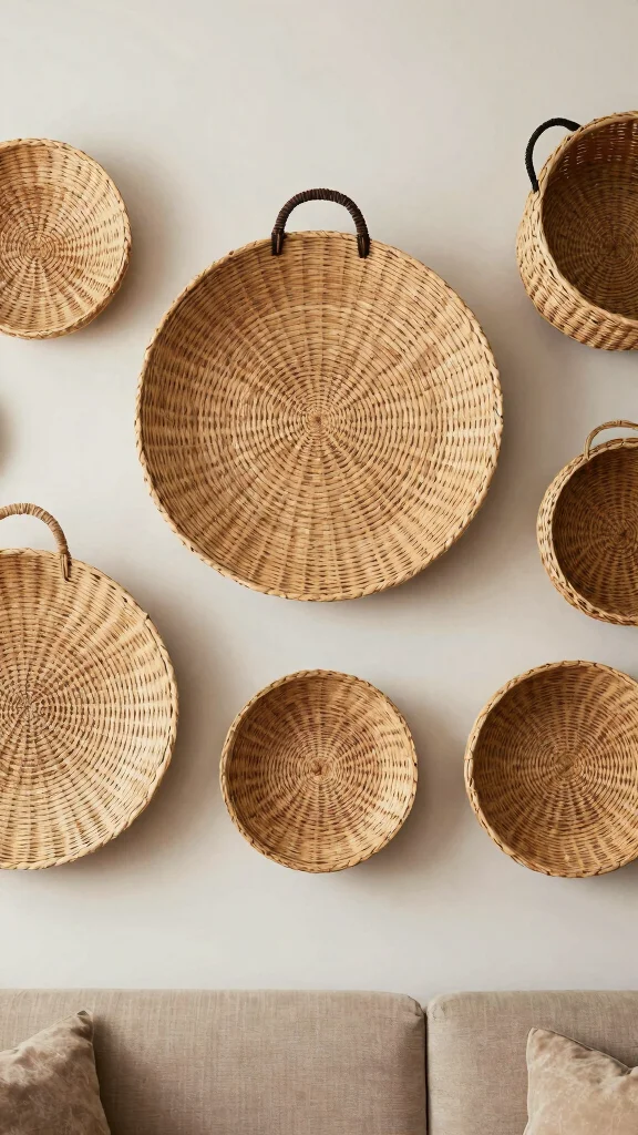 14 Five Basket Wall Display Ideas for a Lush Layered Boho Wall - 13. Statement Piece 1