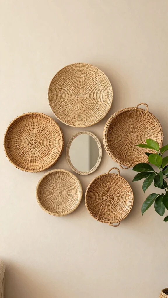 14 Four Basket Woven Wall Display Ideas for a Layered Textured Look - 1. Circular Harmony 1
