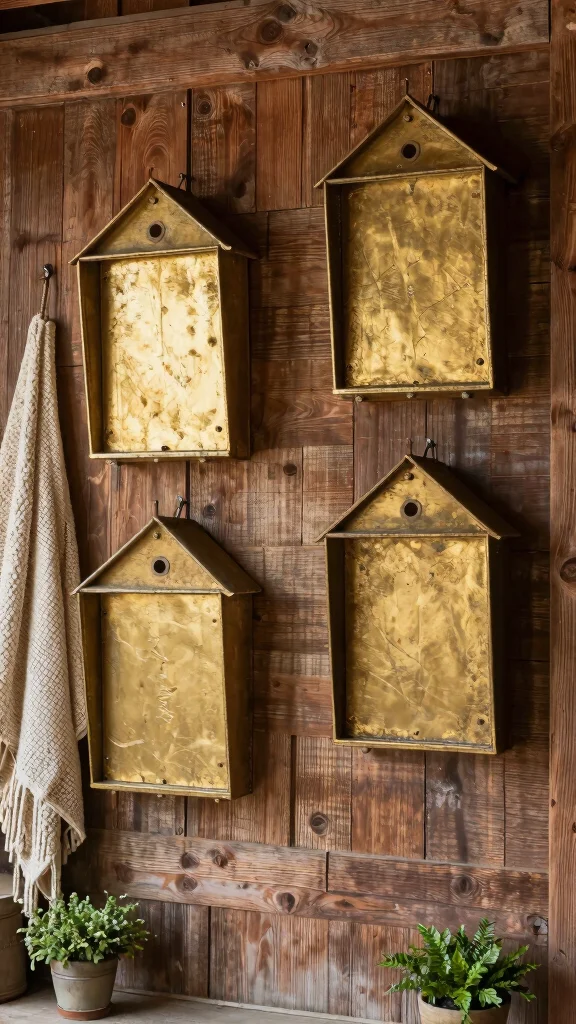 14 Gold Wall Clothes Hanger Ideas for an Elegant Boutique Inspired Display - 8. Rustic Gold Hangars for a Cozy Vibe 1