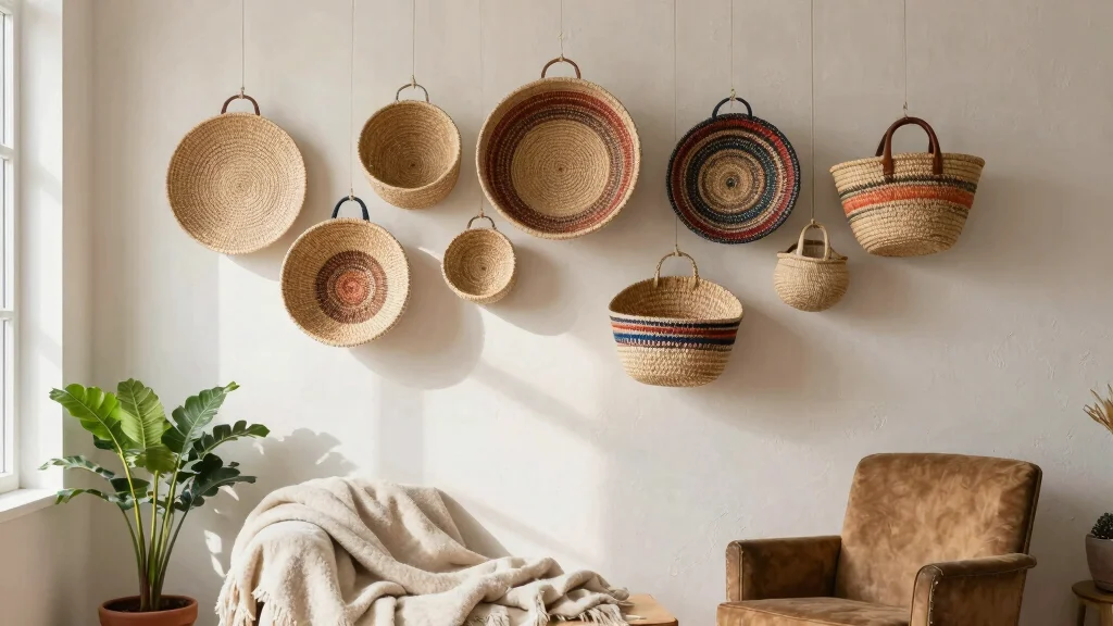 14 Hung Basket Wall Ideas for a Curated Textured Wall Display