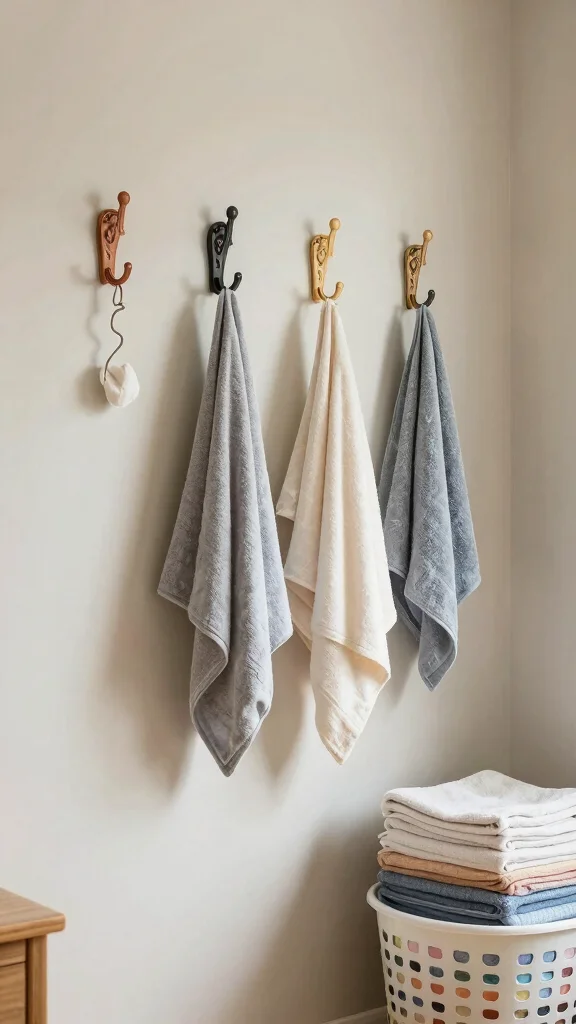 14 Laundry Room Clothes Hanger Ideas for Drying, Storing, and Organizing - 12. Hooks and Racks on the Wall 1