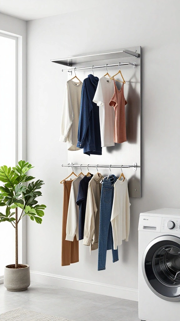 14 Laundry Room Clothes Hanger Ideas for Drying, Storing, and Organizing - 5. Magnetic Hangers for Small Spaces 1