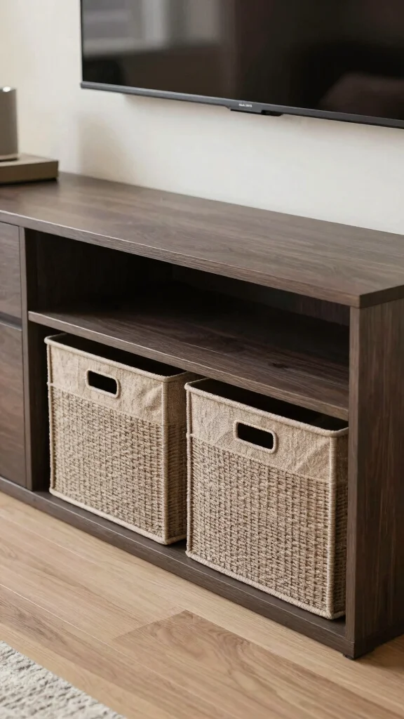 14 Living Room Basket Ideas for a Cozy Organized Styled Space - 10. Tailored Storage Baskets 1