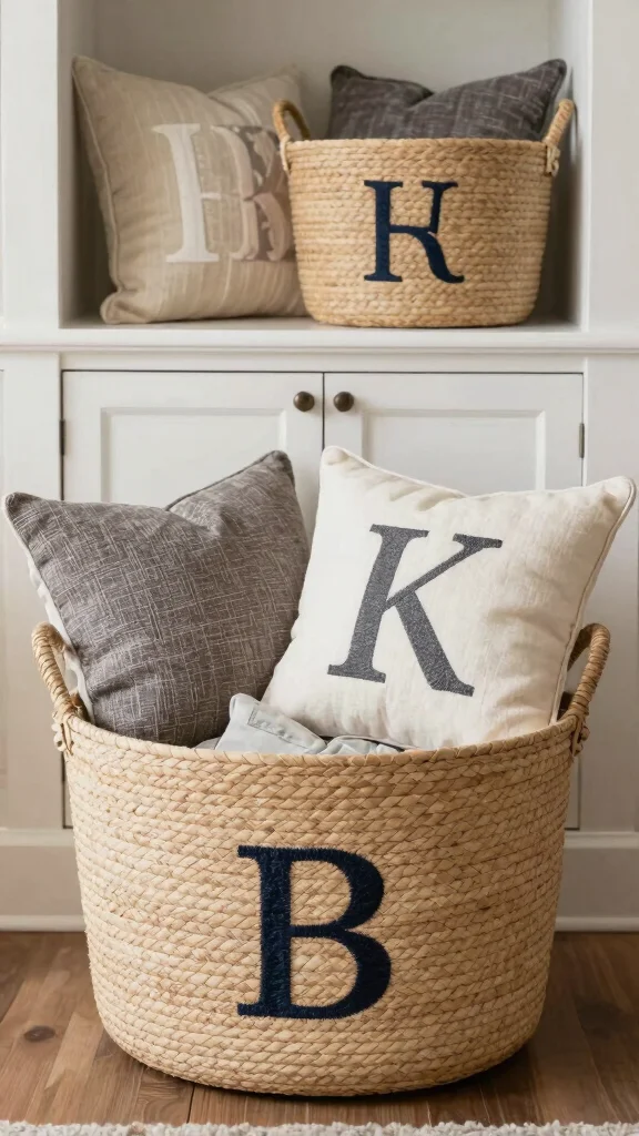 14 Living Room Basket Ideas for a Cozy Organized Styled Space - 13. Customized Baskets 1