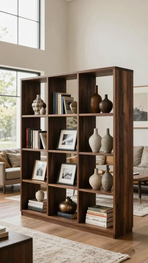 14 Living Room Shelf Ideas for a Styled Functional Display - 5. Open Concept Display Units 1