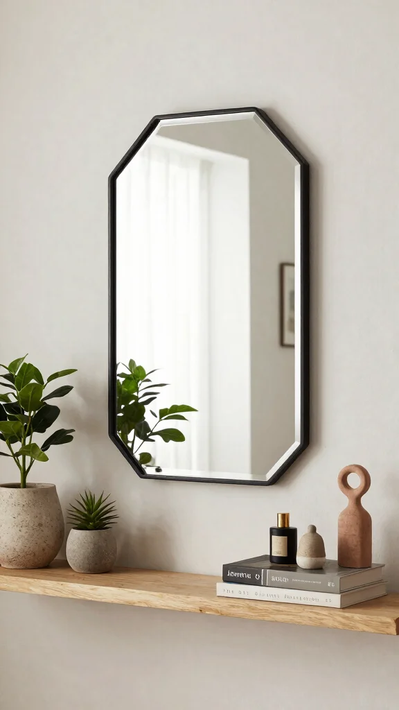 14 Living Room Shelf Styling Ideas for a Balanced Curated Display - 14. Use Mirrors for Depth 1
