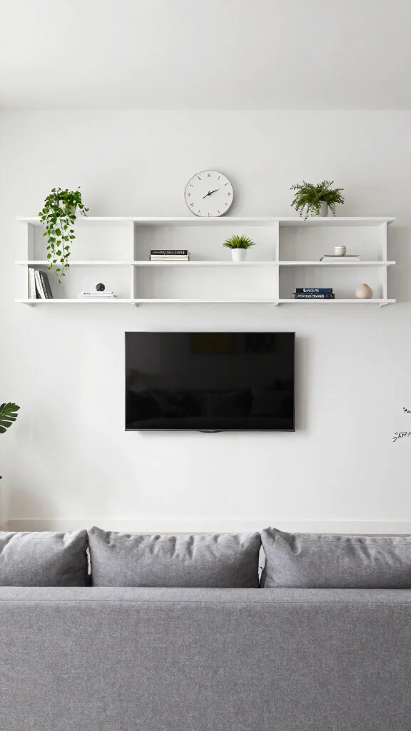 14 Over-TV Shelf Ideas for a Smart Styled Entertainment Wall - 11. Adjustable Shelving Systems 1