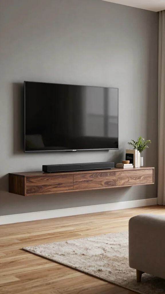 14 Under-TV Wall Shelf Ideas for a Sleek Organized Media Setup - 1. Floating Shelves for a Clean Look 1