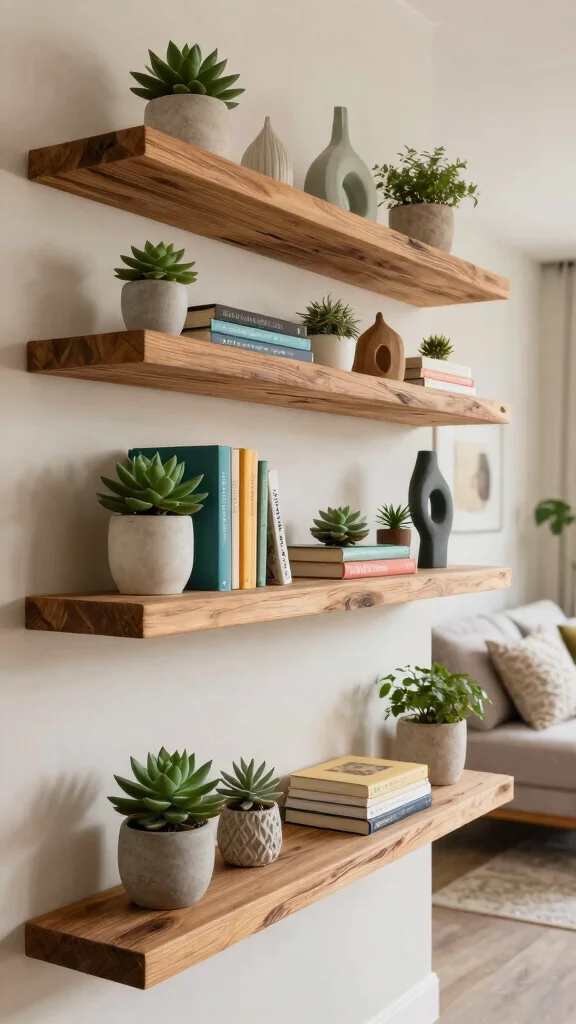14 Wall Shelf Ideas for Living Room, Bedroom and Hallway: Sustainable and Eco-Friendly - 1. Floating Shelves with Reclaimed Wood 1