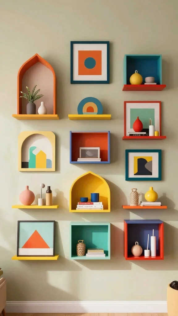 14 Wall Shelf Ideas for Living Room, Bedroom and Hallway: Sustainable and Eco-Friendly - 11. Artistic Wall Shelf Arrangements 1