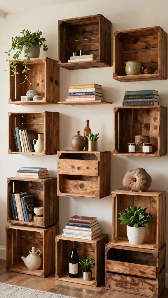 14 Wall Shelf Ideas for Living Room, Bedroom and Hallway: Sustainable and Eco-Friendly - 14. Creative Use of Repurposed Materials 1
