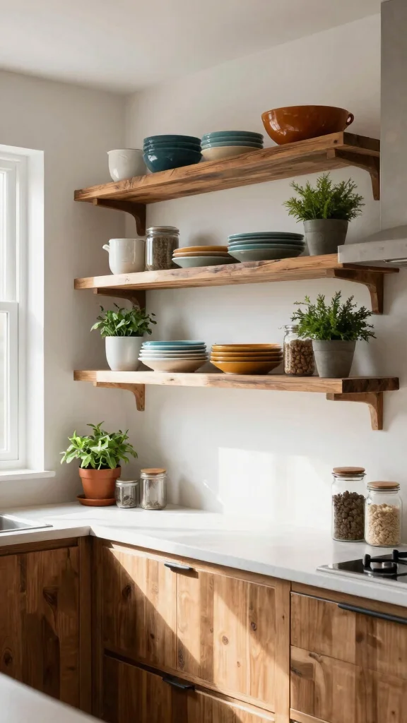 14 Wall Shelf Ideas for Living Room, Bedroom and Hallway: Sustainable and Eco-Friendly - 7. Open Shelving in the Kitchen 1