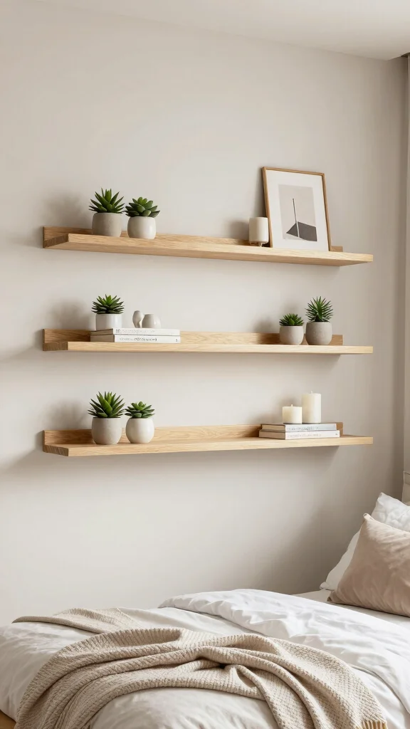 15 Bedroom Shelf Ideas for Storage Decor and Every Wall - 1. Floating Shelves for an Open Feel 1