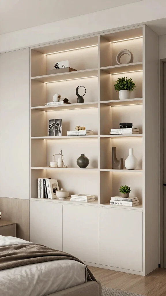 15 Bedroom Shelf Ideas for Storage Decor and Every Wall - 11. Built-In Shelving for Seamless Design 1
