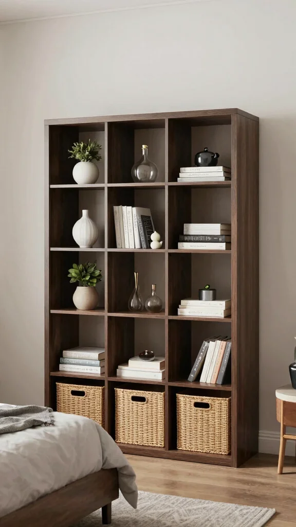 15 Bedroom Shelf Ideas for Storage Decor and Every Wall - 14. Cubed Shelving for Modular Organization 1