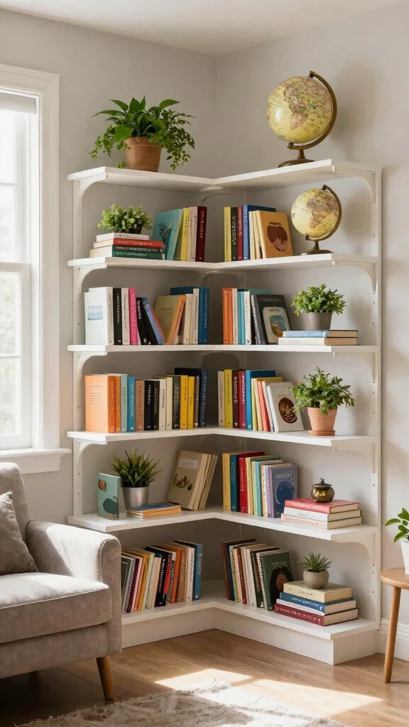 15 Bedroom Shelf Ideas for Storage Decor and Every Wall - 2. Corner Shelving Units for Unused Spaces 1