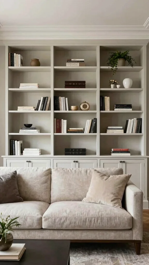 15 Behind-the-Couch Shelf Ideas for a Functional Stylish Living Room - 14. Custom Built-Ins 1
