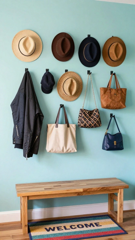 15 Clothes Hanger Ideas for Small Spaces That Maximize Every Inch - 4. Creative Wall Hooks 1