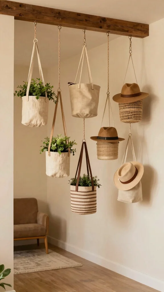 15 Clothes Hanger Ideas for Small Spaces That Maximize Every Inch - 9. Hanging Baskets 1