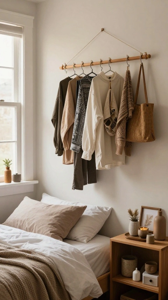 15 Clothes Hanger Ideas for the Bedroom for Every Style and Layout - 14. Simple Clothespin Hangers 1