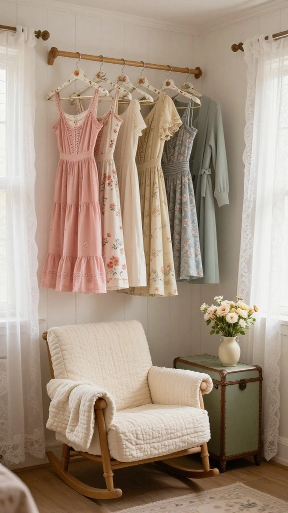 15 Clothes Hanger Ideas for the Bedroom for Every Style and Layout - 2. Vintage Floral-print Hangers 1