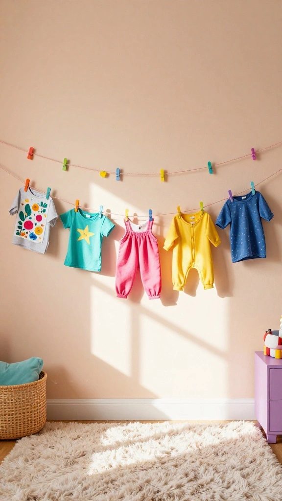 15 Clothes Hanger Ideas for the Bedroom for Every Style and Layout - 7. Colorful Clip Hangers 1