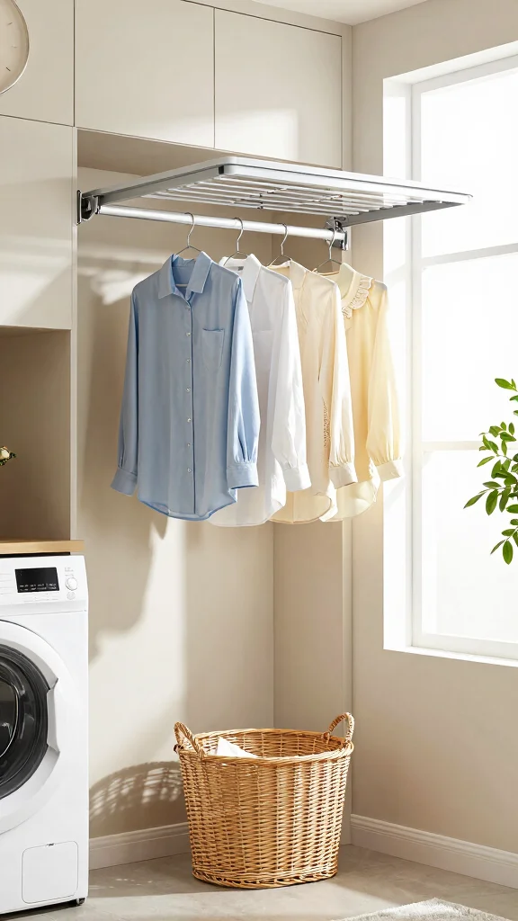 15 Laundry Room Clothes Hanger Ideas for a Functional Organized Space - 2. Retractable Clothes Hanger 1
