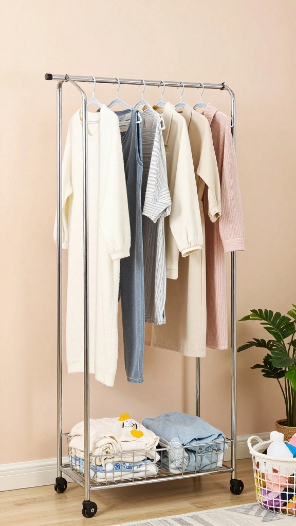 15 Laundry Room Clothes Hanger Ideas for a Functional Organized Space - 9. Multi-Tier Clothes Drying Rack 1