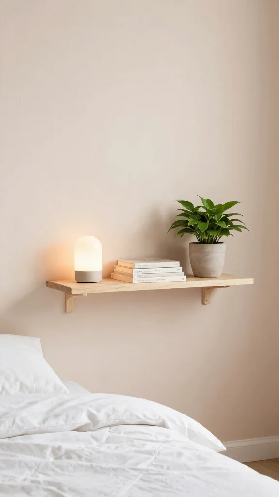 15 Next-to-Bed Shelf Ideas for a Stylish Nightstand Alternative - 1. Floating Shelves for an Airy Feel 1