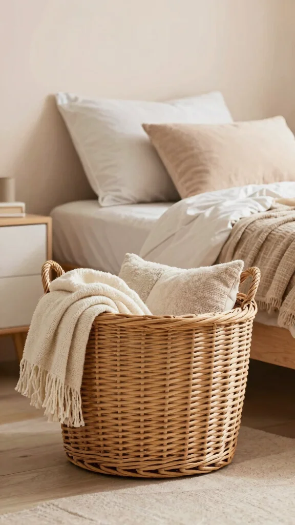 15 Next-to-Bed Shelf Ideas for a Stylish Nightstand Alternative - 15. Stylish Baskets for Storage 1